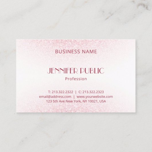 Carte De Visite Parties scintillant d'or rose moderne Monogram Mod (Dos)