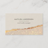 Carte De Visite parties scintillant d'or rose noir rose moderne ca (Devant)