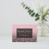 Carte De Visite Parties scintillant d'or Rose noir tendance Leopar (Debout devant)