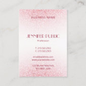 Carte De Visite Parties scintillant d'or rose rose moderne tendanc (Dos)