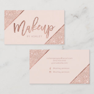 Carte De Visite parties scintillant d'or rose script de maquillage