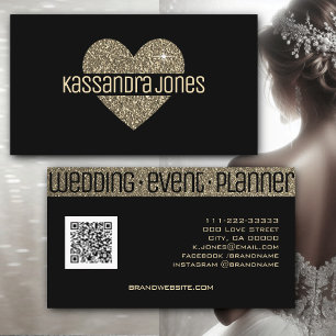 Carte De Visite Parties scintillant d'or simple Coeur d'amour Form