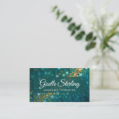 Carte De Visite Parties scintillant d'or turquoise Opal Massage Th (Debout devant)