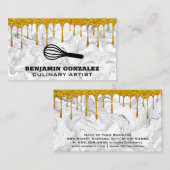 Carte De Visite Parties scintillant d'or | Whisk | Marbre moderne (Devant / Derrière)