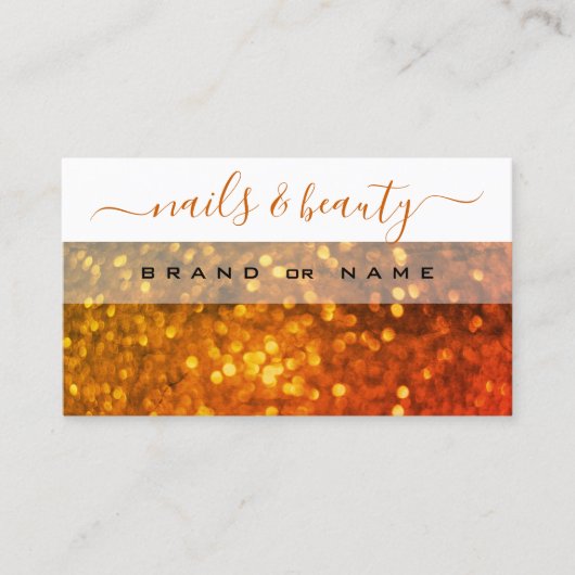 Carte De Visite Parties scintillant dorée blanche orange moderne b (Devant)