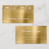 Carte De Visite Parties scintillant dorée brillante Or Satin Ombre (Devant / Derrière)