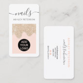 Carte De Visite parties scintillant dorée chic moderne goutte d'ea (Devant / Derrière)