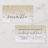 Carte De Visite parties scintillant dorée claire moderne cheveux e (Devant / Derrière)