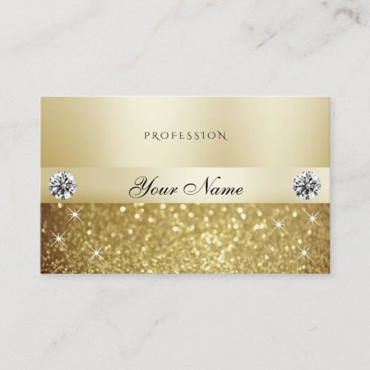 Carte De Visite Parties scintillant dorée de luxe avec diamants mo (Devant)
