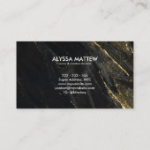 Carte De Visite Parties scintillant dorée en marbre foncé Élégant  (Dos)