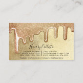 Carte De Visite Parties scintillant dorée épaisse gouttes cheveux (Dos)
