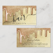 Carte De Visite Parties scintillant dorée épaisse gouttes cheveux (Devant / Derrière)