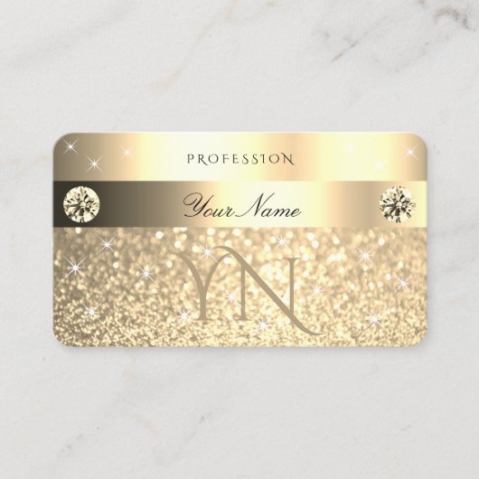 Carte De Visite Parties scintillant dorée flamboyante étoiles Init (Devant)