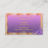 Carte De Visite Parties scintillant dorée fleurie violette monogra (Dos)