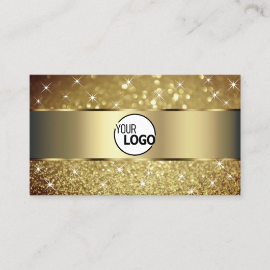 Carte De Visite Parties scintillant dorée Lumineuses étoiles ajout (Devant)