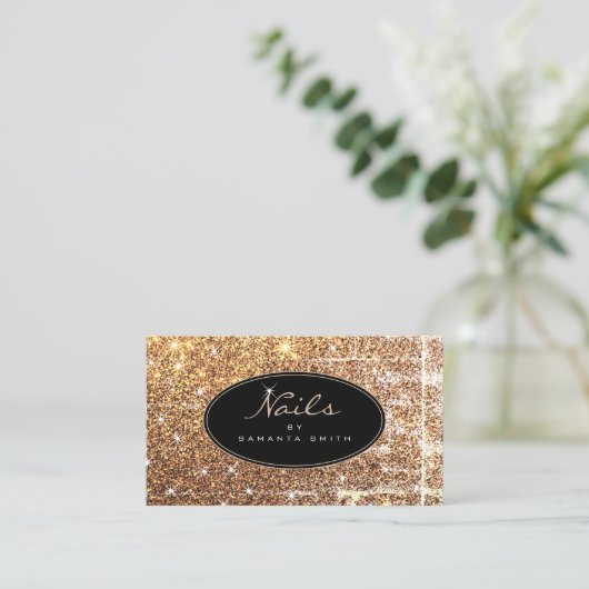 Carte De Visite Parties scintillant Dorée Luxe Étoiles Lumineuses (Debout devant)