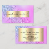 Carte De Visite Parties scintillant dorée moderne gouttes maquilla (Devant / Derrière)