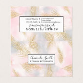 Carte De Visite parties scintillant dorée moderne plumes d'eau ros (Extérieur déplié)