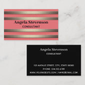 Carte De Visite Parties scintillant dorée rayures rayées cora (Devant / Derrière)