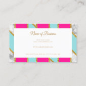 Carte De Visite Parties scintillant dorée rose Bleu rayures et mar (Dos)