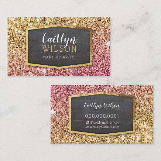 Carte De Visite Parties scintillant dorée rose brillant brillant b