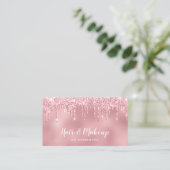 Carte De Visite parties scintillant dorée rose chic goutte les che (Debout devant)