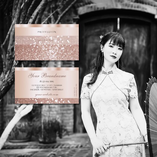 Carte De Visite Parties scintillant dorée Rose dorée luxueuse