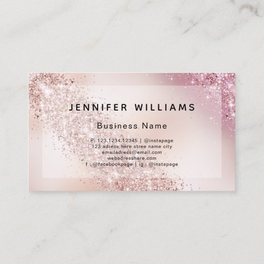 Carte De Visite Parties scintillant dorée Rose Gradient Salon mode (Dos)