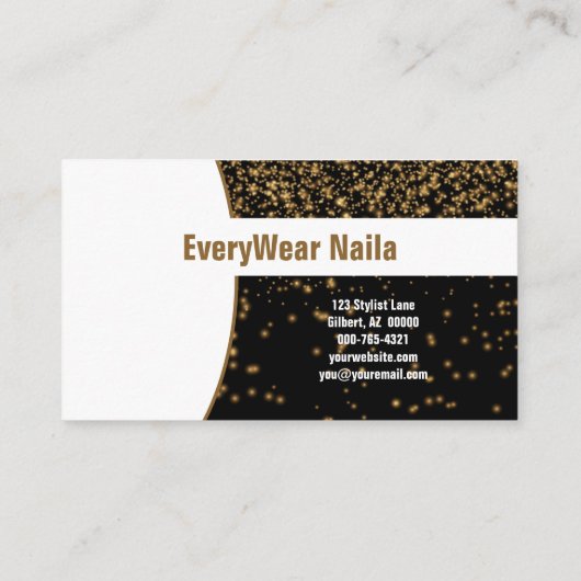 Carte De Visite Parties scintillant dorée sur Black Custom Profess (Dos)
