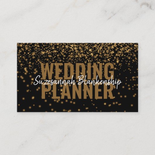 Carte De Visite Parties scintillant dorée sur le code QR personnal (Devant)