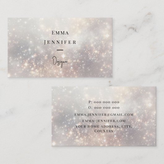 Carte De Visite Parties scintillant douce et subtile arrière - pla (Devant / Derrière)