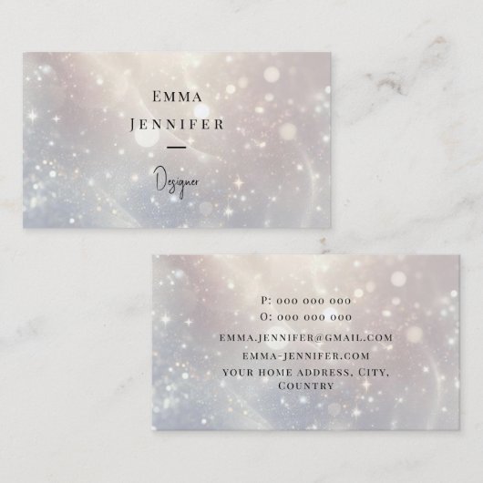 Carte De Visite Parties scintillant douce et subtile arrière - pla (Devant / Derrière)