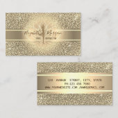 Carte De Visite Parties scintillant élégante, Bande d'or, Lotus Yo (Devant / Derrière)