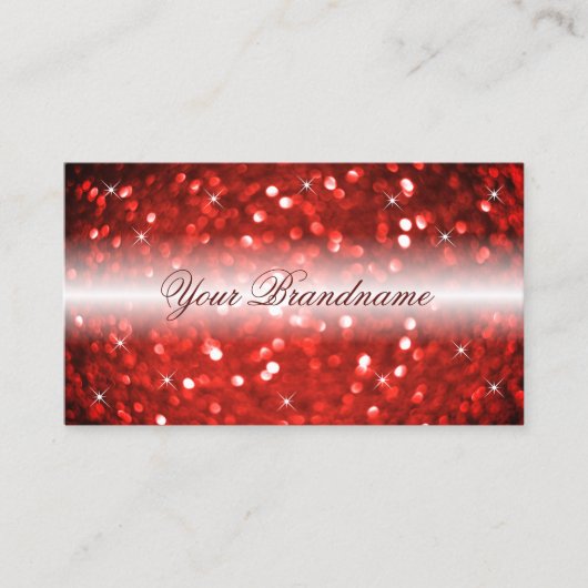 Carte De Visite Parties scintillant élégante blanche et rouge (Devant)