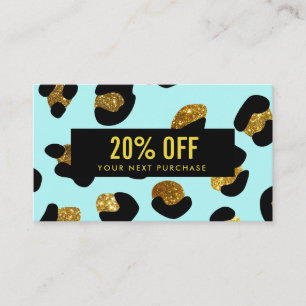 Carte De Visite Parties scintillant élégante Gold Aqua Leopard Cou