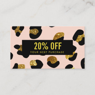 Carte De Visite Parties scintillant élégante Gold Blush Leopard Co
