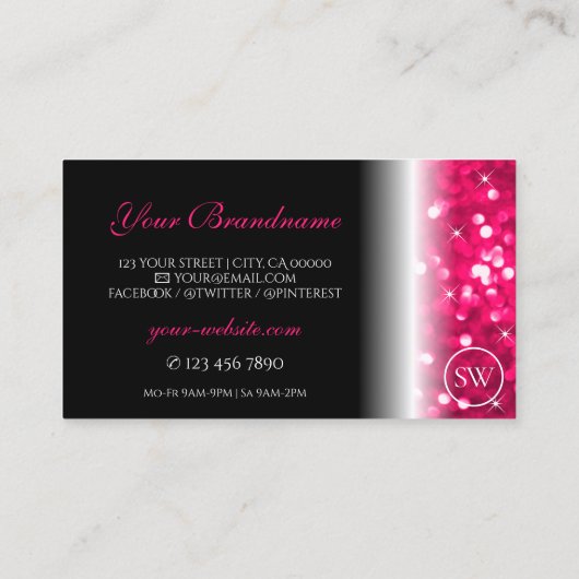 Carte De Visite Parties scintillant Élégante Noir Rose Parkling In (Dos)