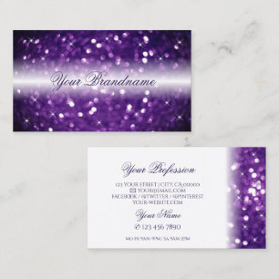 Carte De Visite Parties scintillant élégante violet brillant blanc