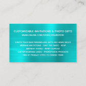 Carte De Visite Parties scintillant en argent Blue Turquoise Foil  (Dos)