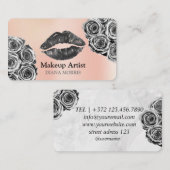 Carte De Visite Parties scintillant en argent chaud Lèvres maquill (Devant / Derrière)