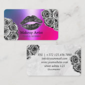 Carte De Visite Parties scintillant en argent chaud Lèvres maquill (Devant / Derrière)