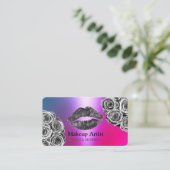 Carte De Visite Parties scintillant en argent chaud Lèvres maquill (Debout devant)