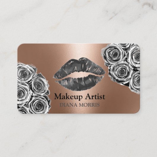 Carte De Visite Parties scintillant en argent chaud Lèvres maquill (Devant)