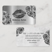 Carte De Visite Parties scintillant en argent chaud Lèvres maquill (Devant / Derrière)