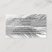 Carte De Visite Parties scintillant en argent gris plumes (Dos)