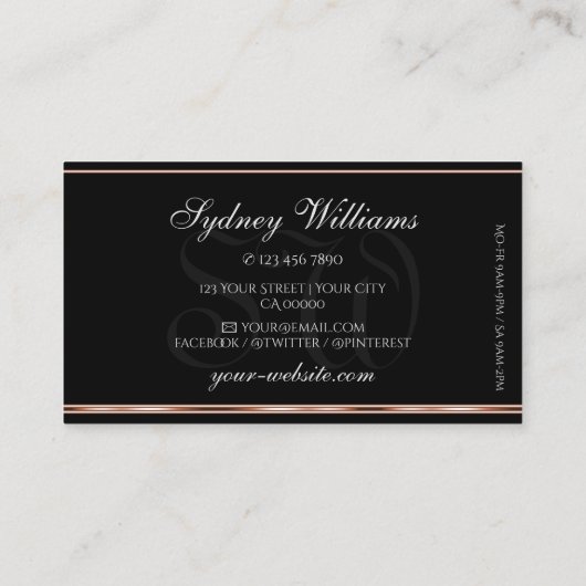 Carte De Visite Parties scintillant en argent Monogramme Bordure e (Dos)