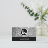 Carte De Visite Parties scintillant en argent noir de luxe Shimmer (Debout devant)