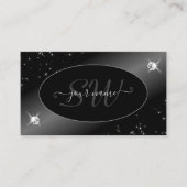 Carte De Visite Parties scintillant en argent noir de luxe Stars B (Devant)