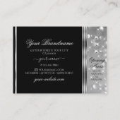 Carte De Visite Parties scintillant en argent noir luxe Étoiles ét (Dos)