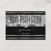 Carte De Visite Parties scintillant en argent noir luxe Étoiles ét (Devant)